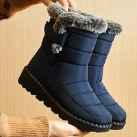 Bottes de neige imperméables avec fourrure pour femmes, talons bas, tendance, rinçage, chaussures d'hiver, 2024 1